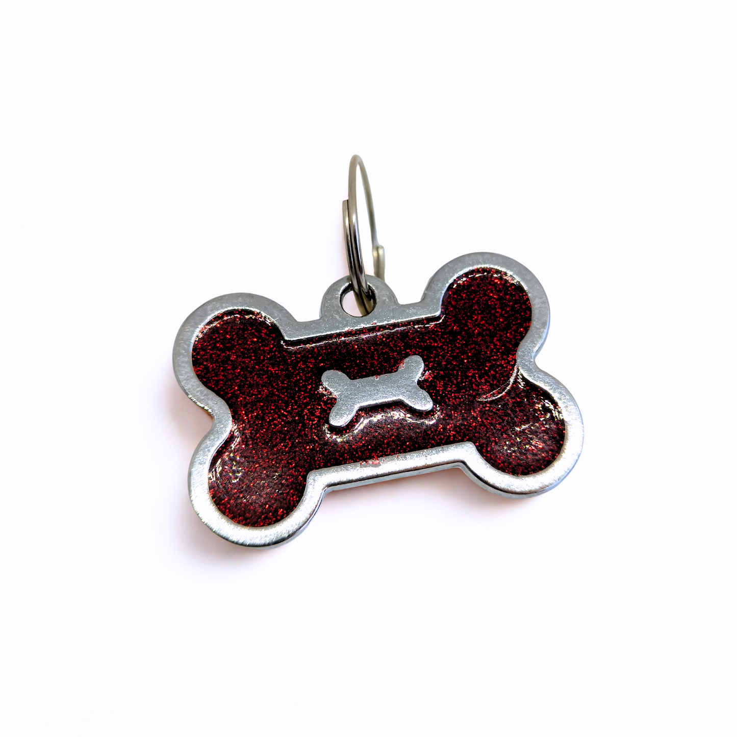Medalla Huesito con Glitter Rojo
