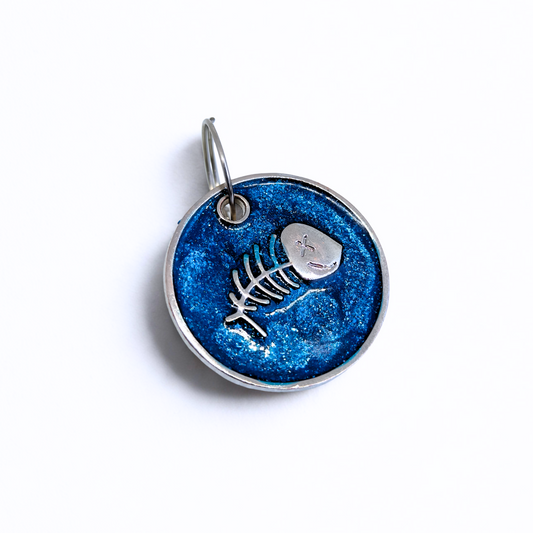 Medalla Pez con Glitter Azul
