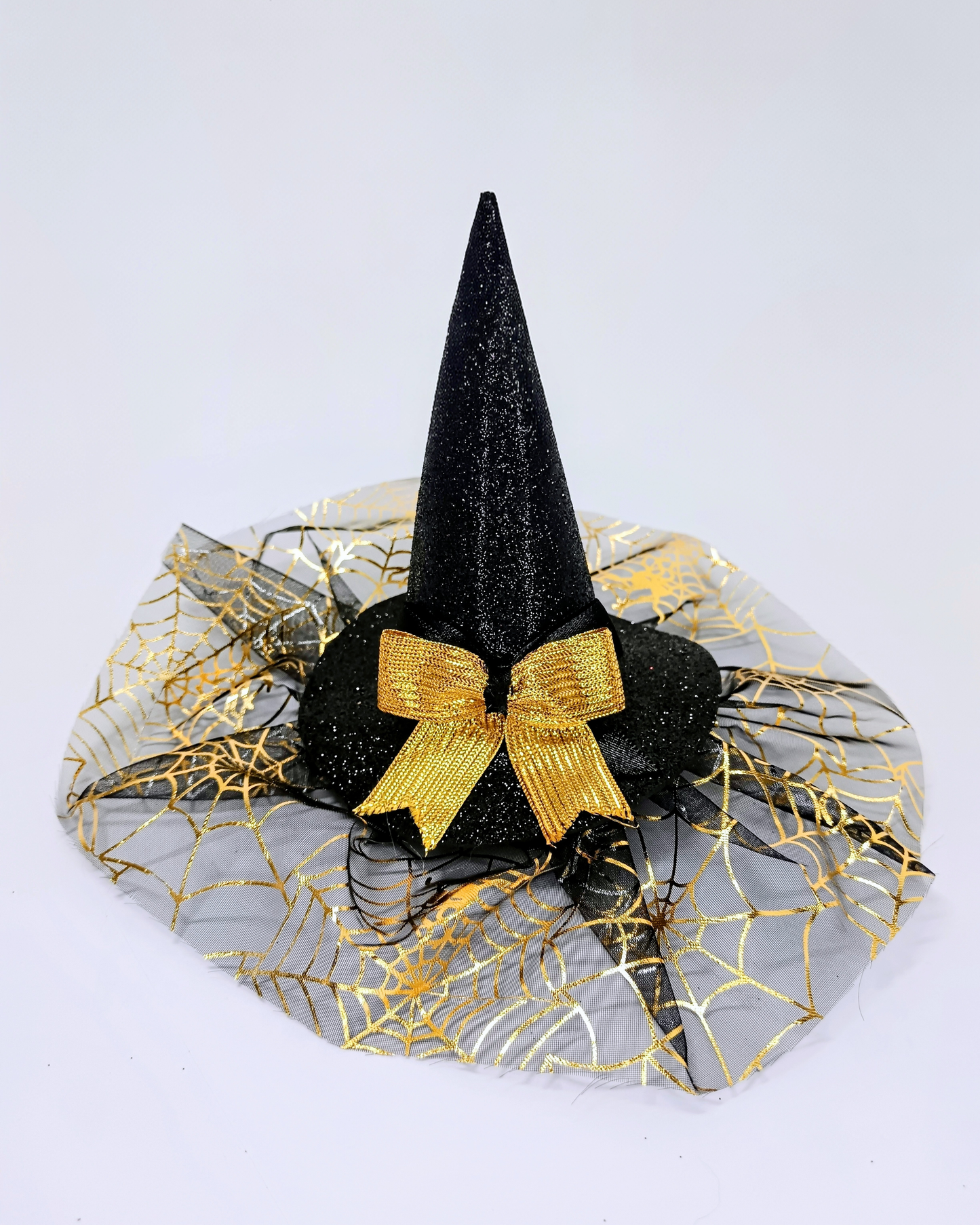 Gorro de Bruja Negro con Dorado para perritas