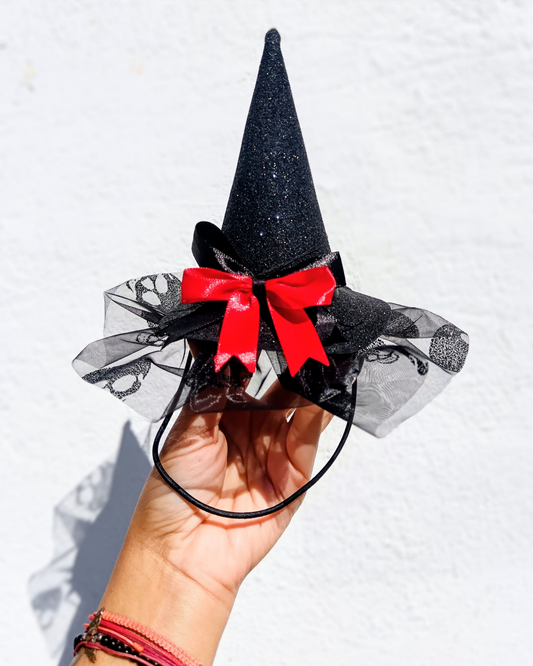 Gorro de bruja negro calavera para perritas
