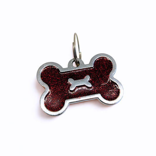 Medalla Huesito con Glitter Rojo